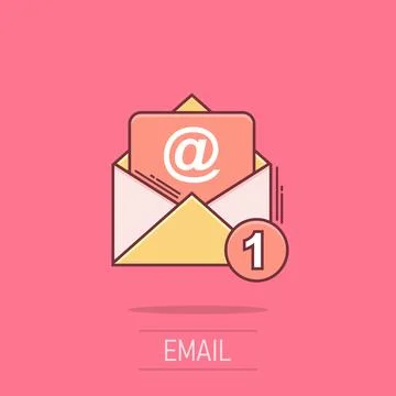 Mail envelope icon in comic style. Email message vector cartoon illustratio.. Illustrazione stock