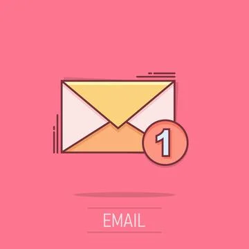 Mail envelope icon in comic style. Email message vector cartoon illustratio.. Stock Illustration