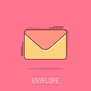 Mail envelope icon in comic style. Receive email letter spam vector cartoon.. Stock-Illustration