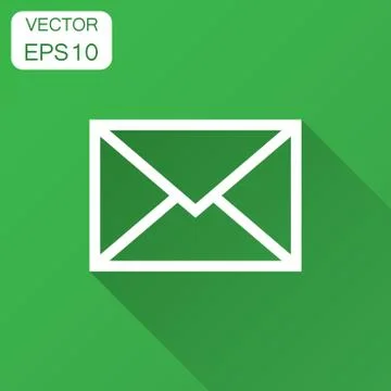 Mail envelope icon in flat style. Email message vector illustration with long Stock Illustration