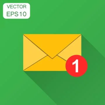 Mail envelope icon in flat style. Email message vector illustration with long Stock Illustration