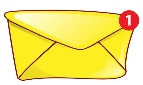 Mail envelope icon. Mail notification with red marker One Message. clip art v イラスト素材