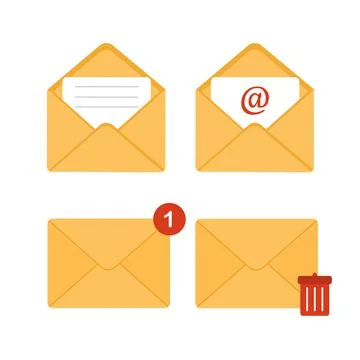 Mail envelope icon. Receiving SMS messages, notifications, invitations. Concept Stock Illustration