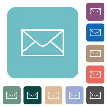 Mail Envelope Icon rounded square flat icons Stock Illustration