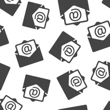 Mail envelope icon seamless pattern background. Business flat vector illustra Stock Illustration