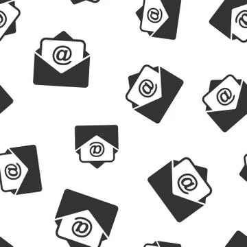 Mail envelope icon seamless pattern background. Email message vector illustra Stock Illustration