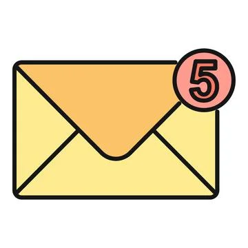 Mail envelope icon showing five new messages Stock Illustration