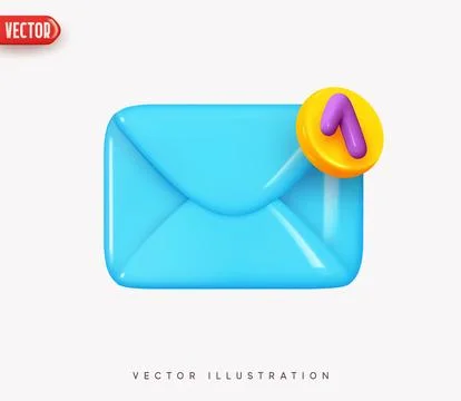 Mail envelope icon with sing unread notification. Envelope letter paper. Se.. Stock Illustration