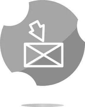 Mail envelope icon web button with map isolated on white Stock Illustration