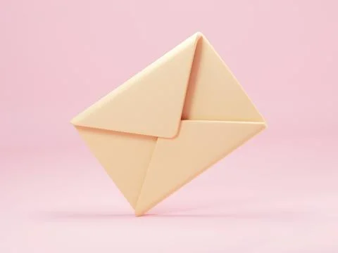Mail envelope isolated on pastel pink background. 3d render of new e-mail 스톡 일러스트