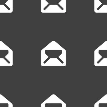 Mail, envelope, letter icon sign. Seamless pattern on a gray background. 스톡 일러스트