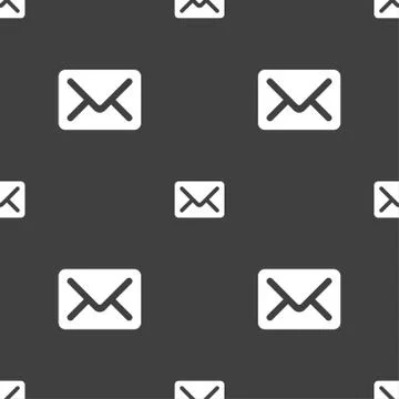 Mail, envelope, letter icon sign. Seamless pattern on a gray background. イラスト素材