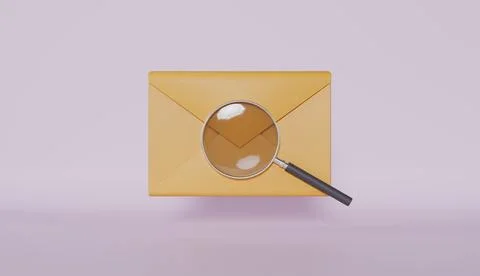 Mail Envelope with Magnifying Glass, Paper Envelope with text message Иллюстрация