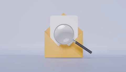 Mail Envelope with Magnifying Glass, Paper Envelope with text message Иллюстрация