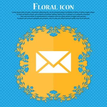 Mail, Envelope, Message . Floral flat design on a blue abstract background wi Stock-Illustration