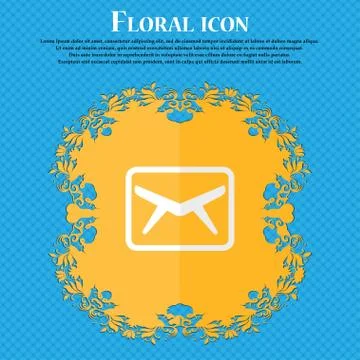 Mail, Envelope, Message. Floral flat design on a blue abstract background wit Stock-Illustration