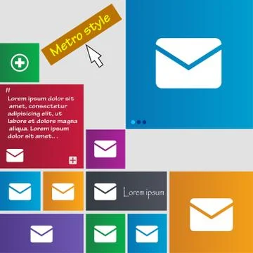 Mail, Envelope, Message icon sign. Metro style buttons. Modern interface webs 스톡 일러스트