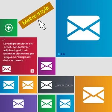Mail, Envelope, Message icon sign. Metro style buttons. Modern interface webs 스톡 일러스트