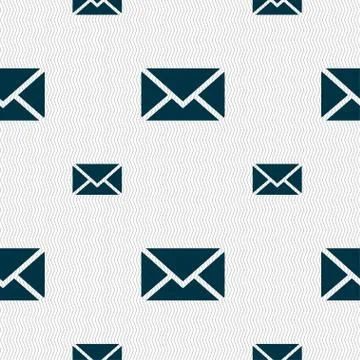 Mail, Envelope, Message icon sign. Seamless pattern with geometric texture. V Illustrazione stock