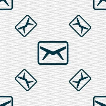 Mail, Envelope, Message icon sign. Seamless pattern with geometric texture. V Stock Illustration