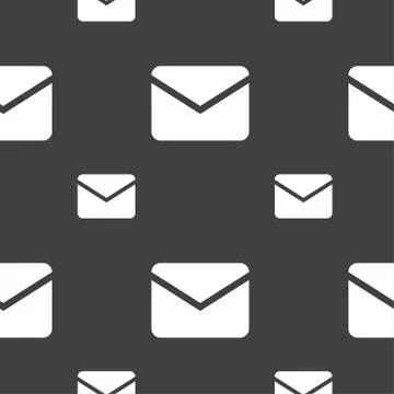 Mail, Envelope, Message icon sign. Seamless pattern on a gray background. Vec Stock Illustration
