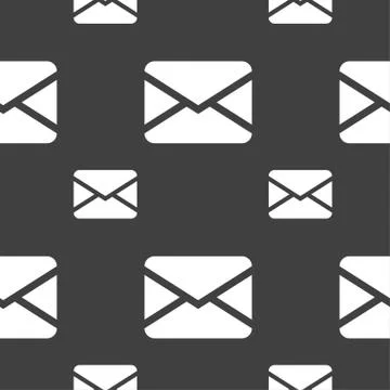 Mail, Envelope, Message icon sign. Seamless pattern on a gray background. Vec Stock Illustration