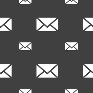 Mail, Envelope, Message icon sign. Seamless pattern on a gray background. Vec Stock Illustration