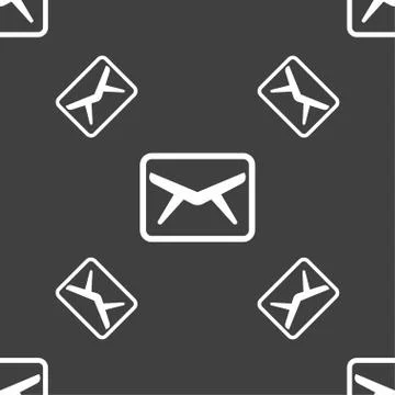 Mail, Envelope, Message icon sign. Seamless pattern on a gray background. Vec Stock Illustration