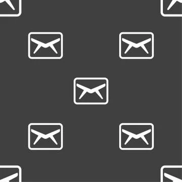 Mail, Envelope, Message icon sign. Seamless pattern on a gray background. Vec Illustrazione stock
