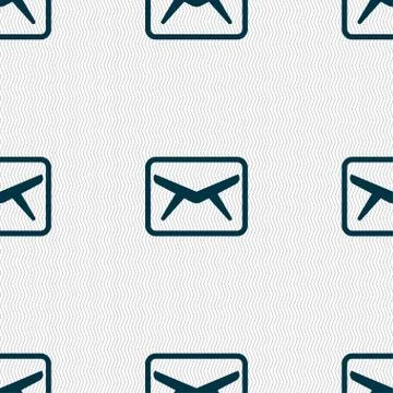 Mail, Envelope, Message icon sign. Seamless pattern with geometric texture. Stock Illustration