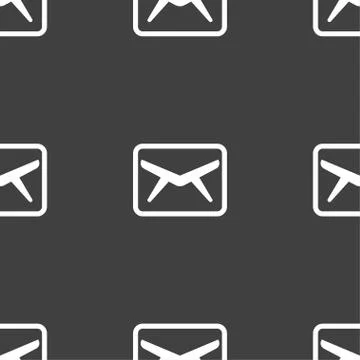 Mail, Envelope, Message icon sign. Seamless pattern on a gray background. Stock Illustration