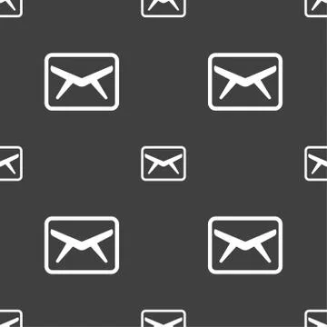 Mail, Envelope, Message icon sign. Seamless pattern on a gray background. Stock Illustration