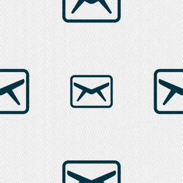 Mail, Envelope, Message icon sign. Seamless pattern with geometric texture. Illustrazione stock