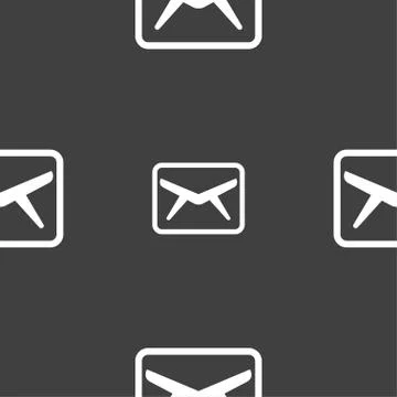 Mail, Envelope, Message icon sign. Seamless pattern on a gray background. Stock Illustration