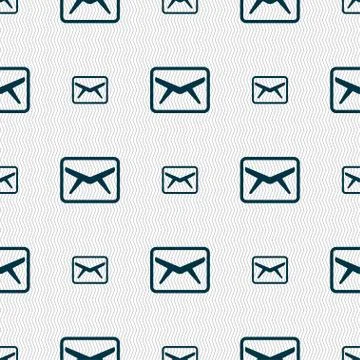 Mail, Envelope, Message icon sign. Seamless pattern with geometric texture. Stock Illustration