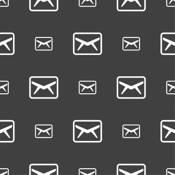 Mail, Envelope, Message icon sign. Seamless pattern on a gray background. Stock Illustration