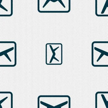 Mail, Envelope, Message icon sign. Seamless pattern with geometric texture. Illustrazione stock