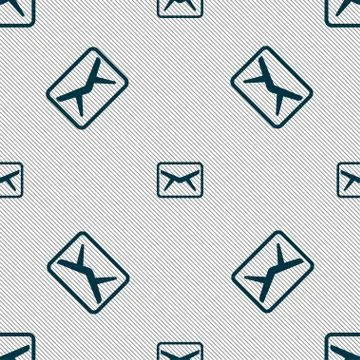 Mail, Envelope, Message icon sign. Seamless pattern with geometric texture. Stock Illustration