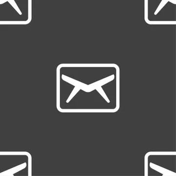 Mail, Envelope, Message icon sign. Seamless pattern on a gray background. Stock Illustration