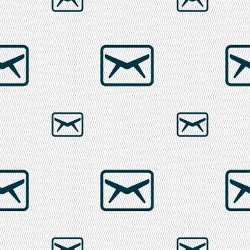 Mail, Envelope, Message icon sign. Seamless pattern with geometric texture. Stock Illustration