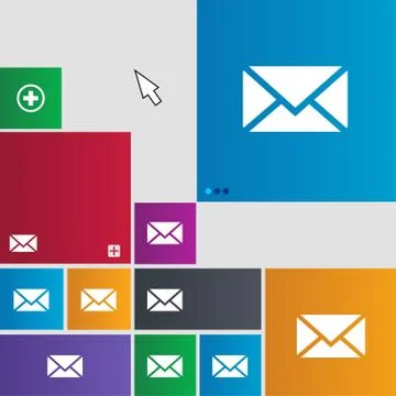 Mail, Envelope, Message icon sign. Metro style buttons. Modern interface website 스톡 일러스트