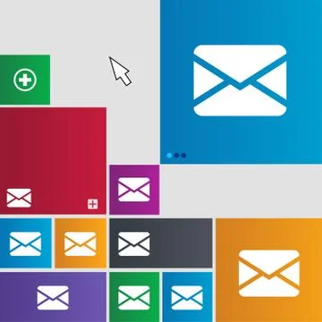 Mail, Envelope, Message icon sign. Metro style buttons. Modern interface website 스톡 일러스트