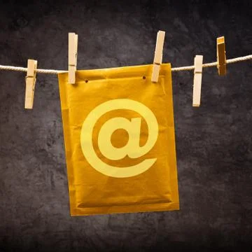 Mail envelope with monkey sign on clothes rope Stock Illustration