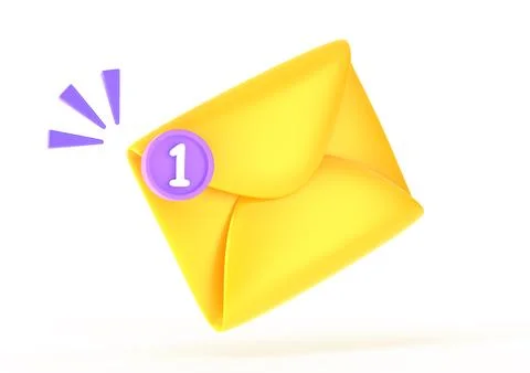 Mail envelope with notification icon 3d render. Unread message in social media Stock Illustration