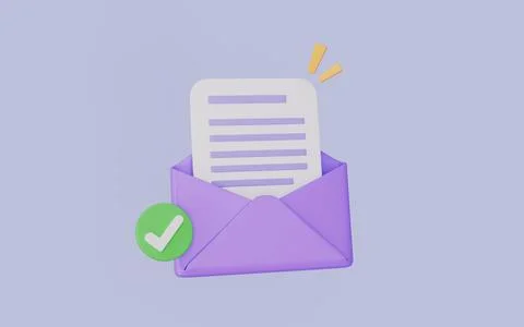 Mail envelope with notification new message, email letter with letter paper Ilustração Stock