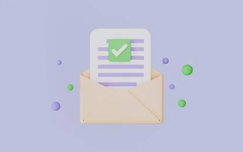 Mail envelope with notification new message, email letter with letter paper Stock Illustration