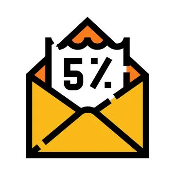 Mail envelope opening with discount percentage offer Stock Illustration