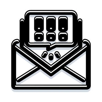 Mail envelope opening with incoming message notification Ilustração Stock