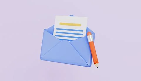 Mail envelope with pencil to compose new message, Email letter with letter Stock Illustration