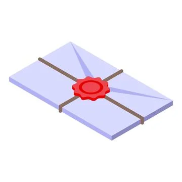 Mail envelope with red wax seal isometric icon Stock Illustration